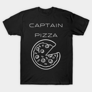 Captain Pizza Typography White Design T-Shirt